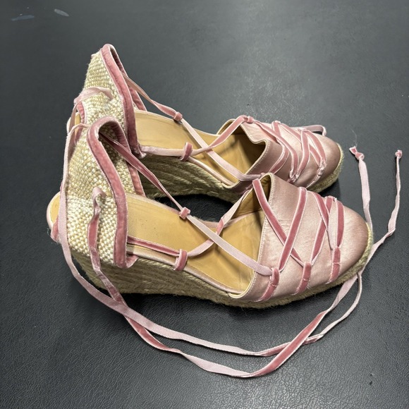 RARE Casteñer Chiti Pink Silk Ballet Espadrilles Shoes Size 40 Made in Spain - Picture 2 of 7